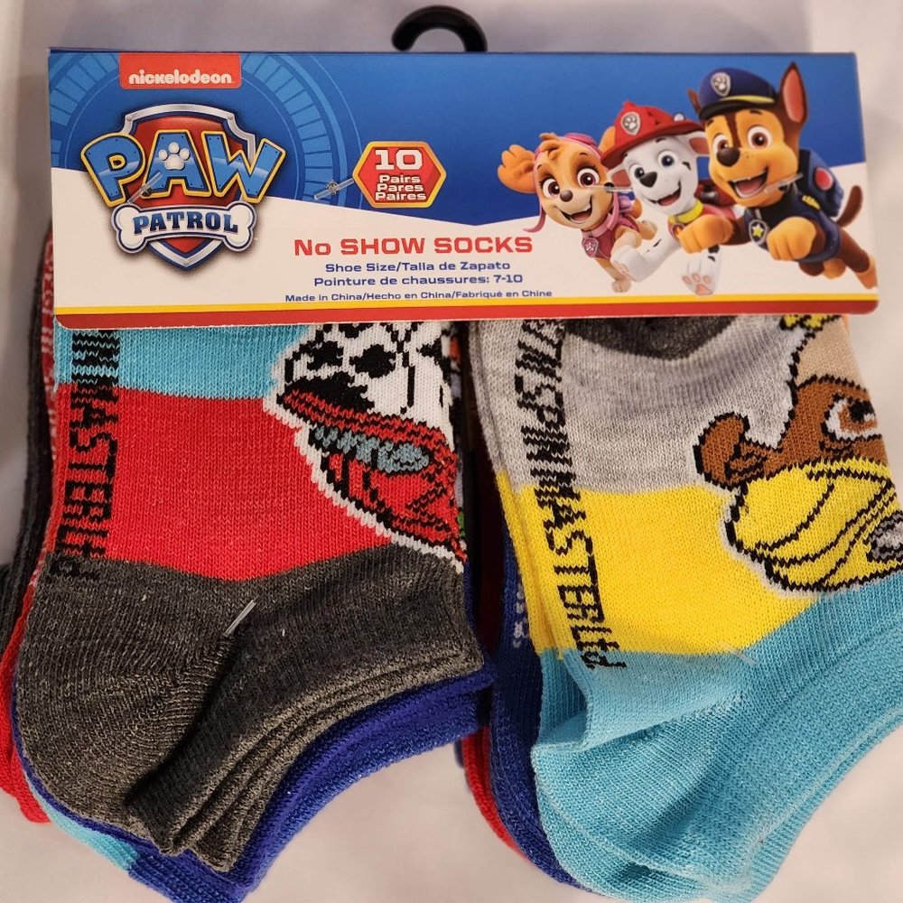 NWT: 10 pack Paw Patrol socks shoe size 7-10